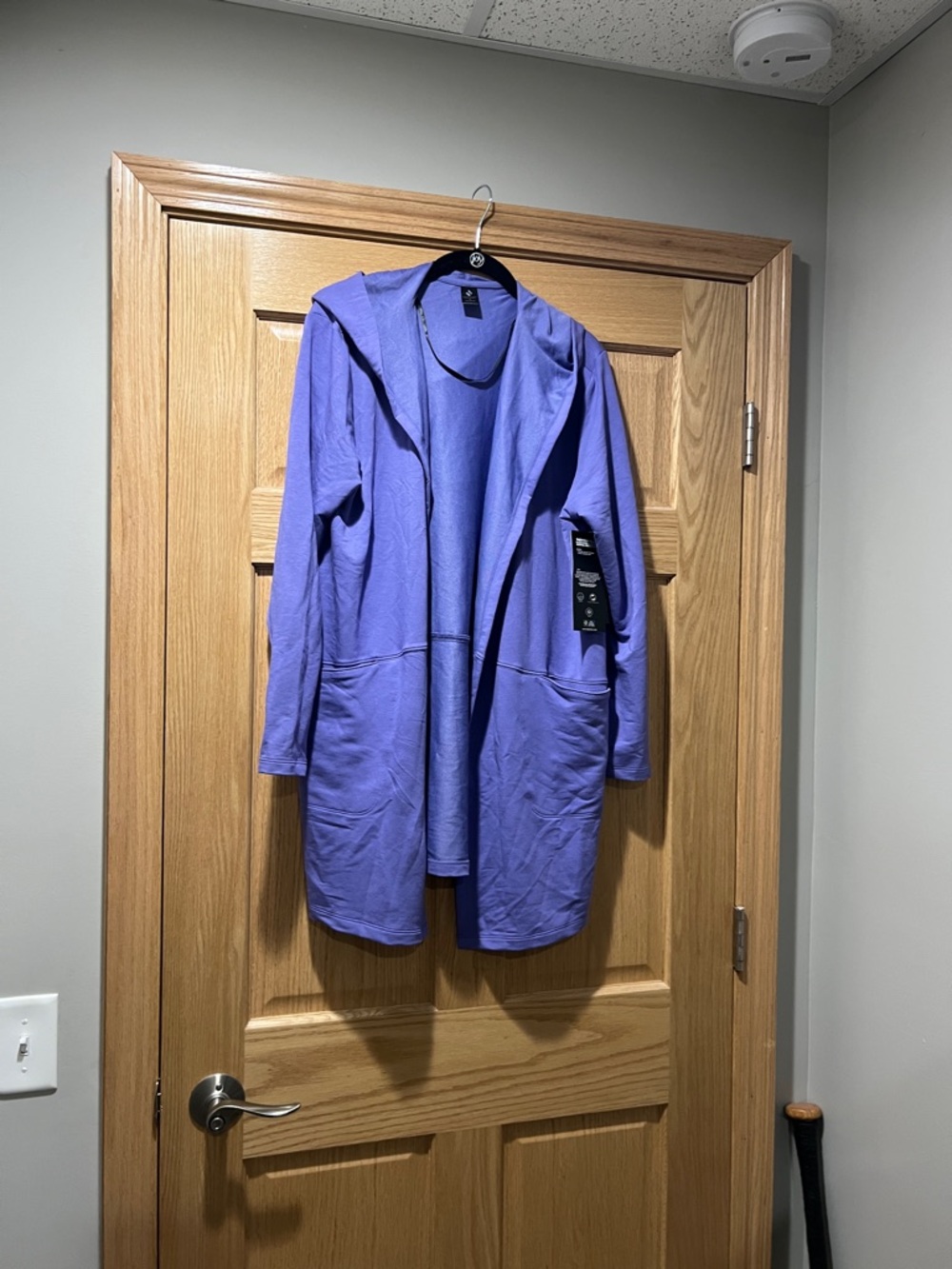 Skechers Lavender Hooded Open-Front Trench Coat